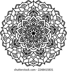 Flower mehndi pattern for Henna drawing and tattoo.Mandala coloring book simple and basic for beginners, seniors and children. 