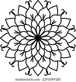 Flower mehndi pattern for Henna drawing and tattoo.Mandala coloring book simple and basic for beginners, seniors and children. 