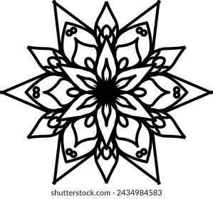 Flower mehndi pattern for Henna drawing and tattoo.Mandala coloring book simple and basic for beginners, seniors and children. 
