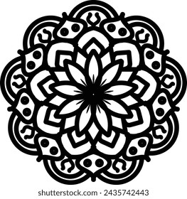 Flower mehndi pattern for Henna drawing and tattoo.Mandala coloring book simple and basic for beginners, seniors and children. 