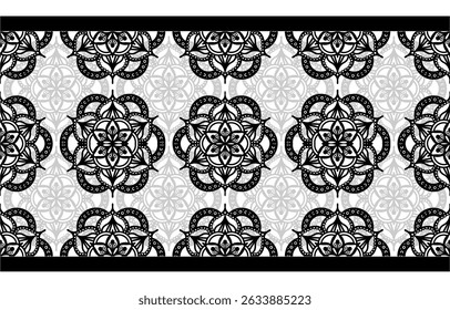 Flower mehndi pattern for Henna drawing and tattoo geometric ethnic oriental pattern traditional on background.Aztec style,embroidery,abstract,vector illustration.Mandala coloring book 
