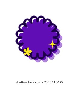 Forma de la flor de Memphis para la caja de texto o el icono de la etiqueta con color azul. Icono de etiqueta. Icono de Vector de alta calidad. Vector editable