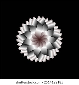 Flower Metal Logo Vector with Black Background