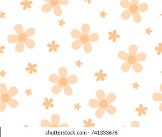 Flower and mini size flower on white background, Light orange flower on white background seamless pattern, Not ordered, Sweet style, Cute pattern vector for Gift wrapping paper Tablecloth or drapery