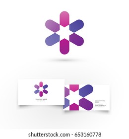 Flower. Modern icon design logo element with business card template. Best for identity and logotypes. 