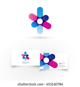 Flower. Modern icon design logo element with business card template. Best for identity and logotypes. 