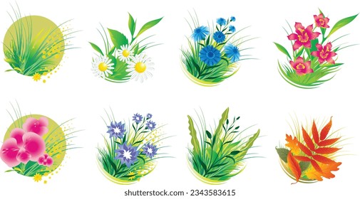 ilustración moderna de flores. Ilustración del vector