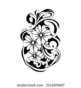 Flower Modern Tribal Tattoo Design Vector