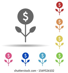 Flower, money, dollar in multi color style icon. Simple glyph, flat vector of business icons for ui and ux, website or mobile application
