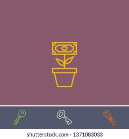 flower money vector icon.Outline flower money illustration of vector symbol.Bonus broken key graphic concept
