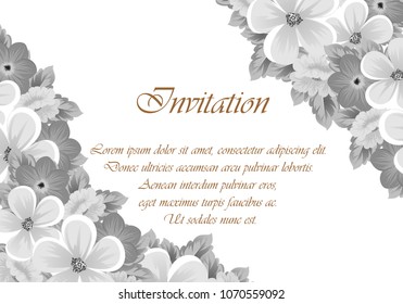 flower monochrome frame. For your design of postcards, wedding invitations, birthday party, Valentine's day and more. Vector illustration.
