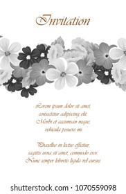 flower monochrome frame. For your design of postcards, wedding invitations, birthday party, Valentine's day and more. Vector illustration.