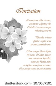 flower monochrome frame. For your design of postcards, wedding invitations, birthday party, Valentine's day and more. Vector illustration.