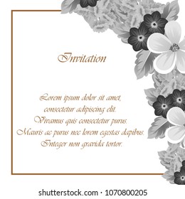 flower monochrome frame. For your design of postcards, wedding invitations, birthday party, Valentine's day and more. Vector illustration.