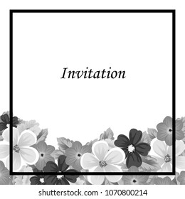 flower monochrome frame. For your design of postcards, wedding invitations, birthday party, Valentine's day and more. Vector illustration.