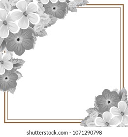 flower monochrome frame. For your design of postcards, wedding invitations, birthday party, Valentine's day and more. Vector illustration.