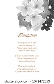 flower monochrome frame. For your design of postcards, wedding invitations, birthday party, Valentine's day and more. Vector illustration.