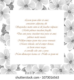 flower monochrome frame. For your design of postcards, wedding invitations, birthday party, Valentine's day and more. Vector illustration.