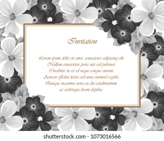 flower monochrome frame. For your design of postcards, wedding invitations, birthday party, Valentine's day and more. Vector illustration.