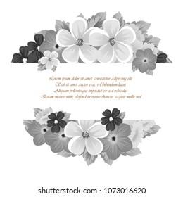 flower monochrome frame. For your design of postcards, wedding invitations, birthday party, Valentine's day and more. Vector illustration.