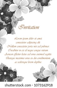 flower monochrome frame. For your design of postcards, wedding invitations, birthday party, Valentine's day and more. Vector illustration.