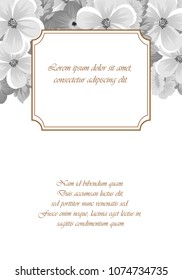 flower monochrome frame. For your design of postcards, wedding invitations, birthday party, Valentine's day and more. Vector illustration.