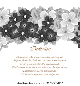 flower monochrome frame. For your design of postcards, wedding invitations, birthday party, Valentine's day and more. Vector illustration.