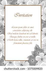 flower monochrome frame. For your design of postcards, wedding invitations, birthday party, Valentine's day and more. Vector illustration.