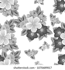 flower monochrome seamless pattern. For your fabric design, postcards, wedding invitations, birthday, Valentine's day and more. Vector illustration.