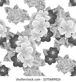 flower monochrome seamless pattern. For your fabric design, postcards, wedding invitations, birthday, Valentine's day and more. Vector illustration.