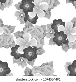 flower monochrome seamless pattern. For your fabric design, postcards, wedding invitations, birthday, Valentine's day and more. Vector illustration.