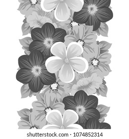 flower monochrome seamless pattern. For your fabric design, postcards, wedding invitations, birthday, Valentine's day and more. Vector illustration.