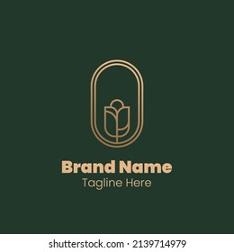 Flower monoline brand logo illustration