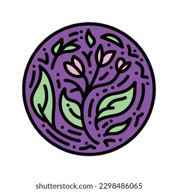 Flower Monoline Logo Vector Vintage illustration Emblem Design badge illustration Symbol Icon