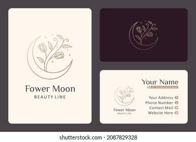 flower moon logo design for salon and spa.