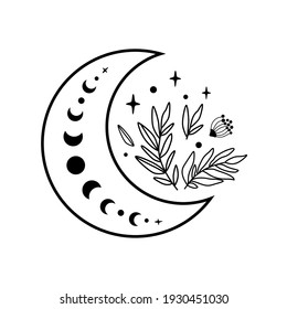 Flower Moon Logo Moon Phase Flowers Stock Vector (Royalty Free ...