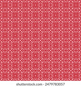 Flower Moon (Pink, Red) - Repeating Seamless Pattern Vector Image - Easily Editable; Endless Design; Colorful lIlustration - Print for Gift Paper, Packaging, etc.
