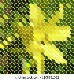 Flower in mosaic. Tapestry vector texture. Colored rhombuses of the same size outlined by zigzag lines. Geometric scaly background for modern fashion, design, prints, textile, cloth, paper packaging.
