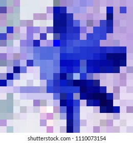 Flower in mosaic. Tapestry vector texture with colored square elements of the same size. Patchwork background for modern fashion, design, prints, textile, cloth, paper packaging.
