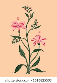 Flower motif branch vector art