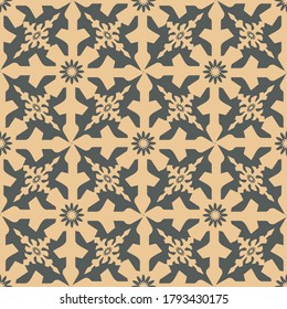 Flower motif contemporary elegant simple seamless pattern flat vector for packaging, wallpaper, textile and tile. Modern light golden color geometric abstract ethnic endless fabric.