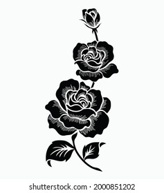 Flower motif  for design.Rose drawing.