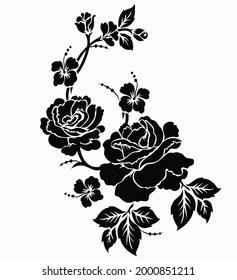 Flower motif  for design.Rose drawing.