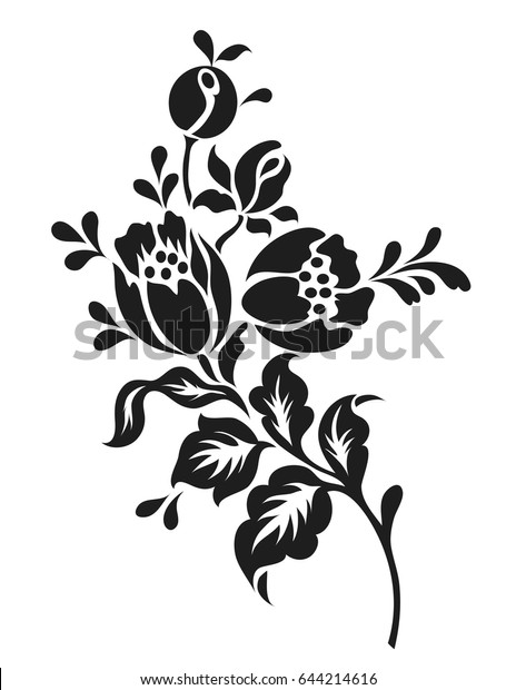 Flower Motif Hand Draw Design Stock Vector (Royalty Free) 644214616