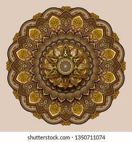Flower motif pattern design in earth tone
