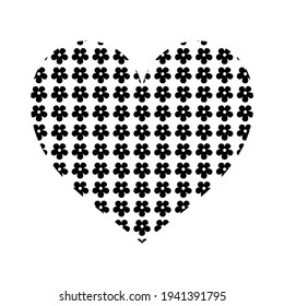 Flower Motif Pattern Heart-Shaped. Vector Illustration