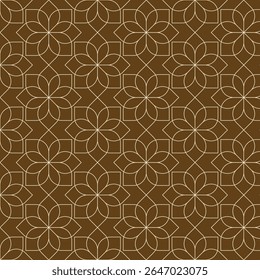 Motivo de flor Ornamento geométrico sem costura Linha minimalista Damasco Etnia Simetria