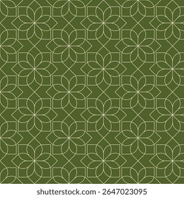 Motivo de flor Ornamento geométrico sem costura Linha minimalista Damasco Etnia Simetria