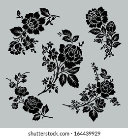 Flower motif  set. Vintage rose collection.