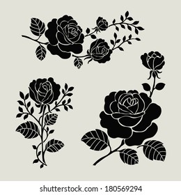 Flower Motif Set Vintage Rose Collection Stock Vector (Royalty Free ...